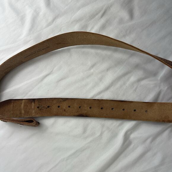 Master Mechanic Hand Tooled camel Belt Size 35 to 45, no buckle, Interchangeable - Picture 8 of 10